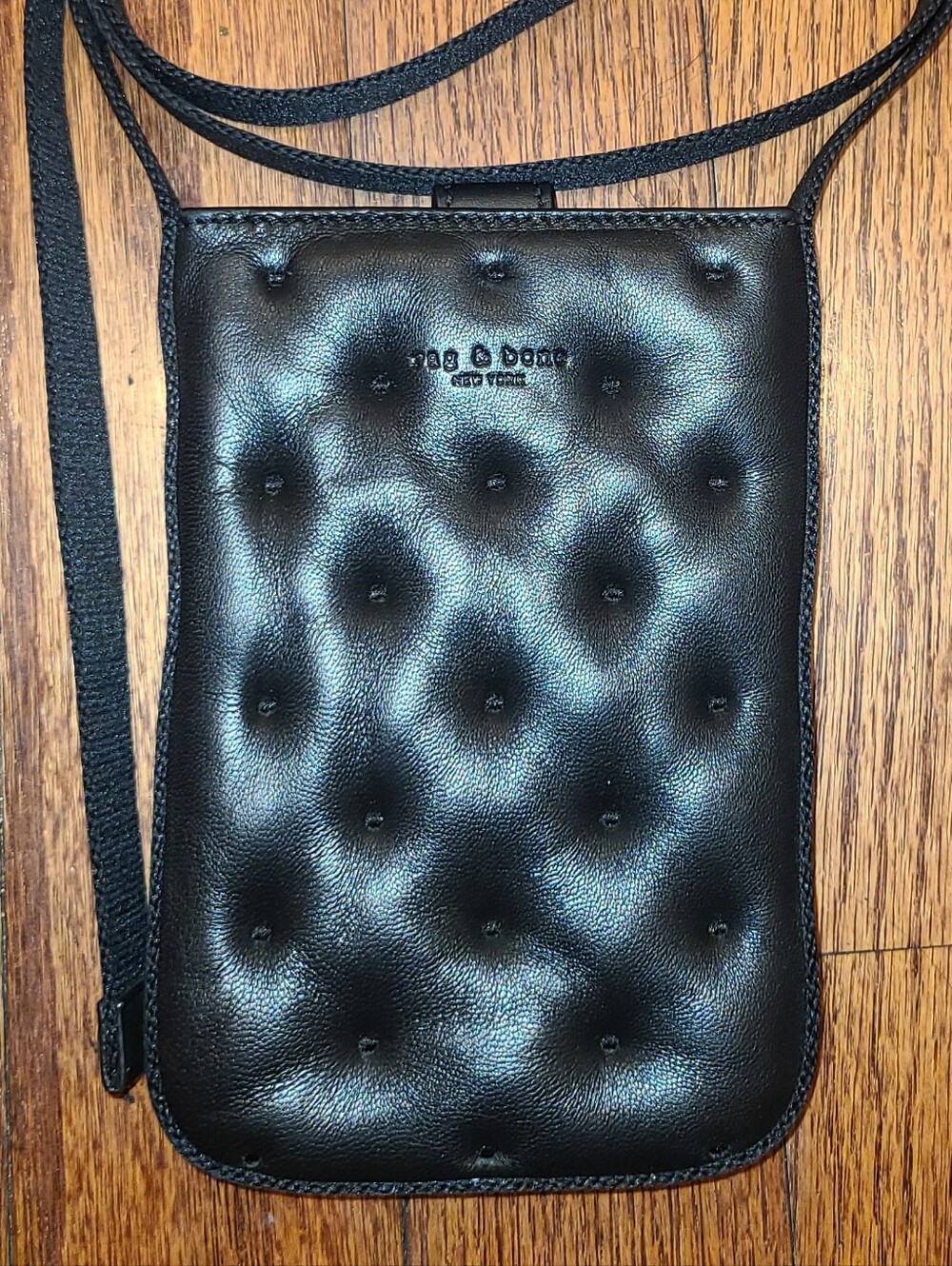 Rag & Bone Black Quilted Leather Phone Crossbody Bag Plushcore Minimalist Luxury